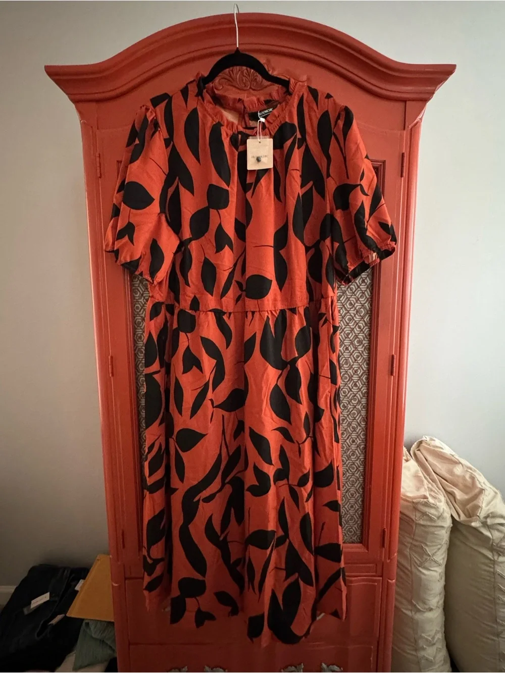 BloomChic Orange and Black Abstract Print Top